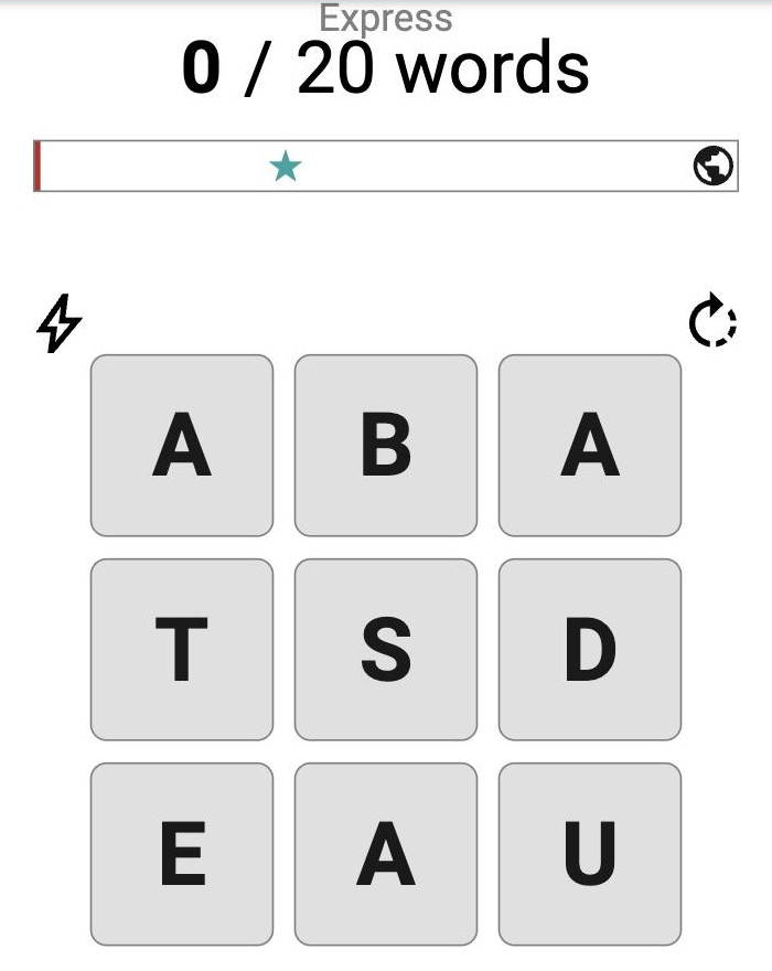 The Express board, a smaller grid of nine tiles